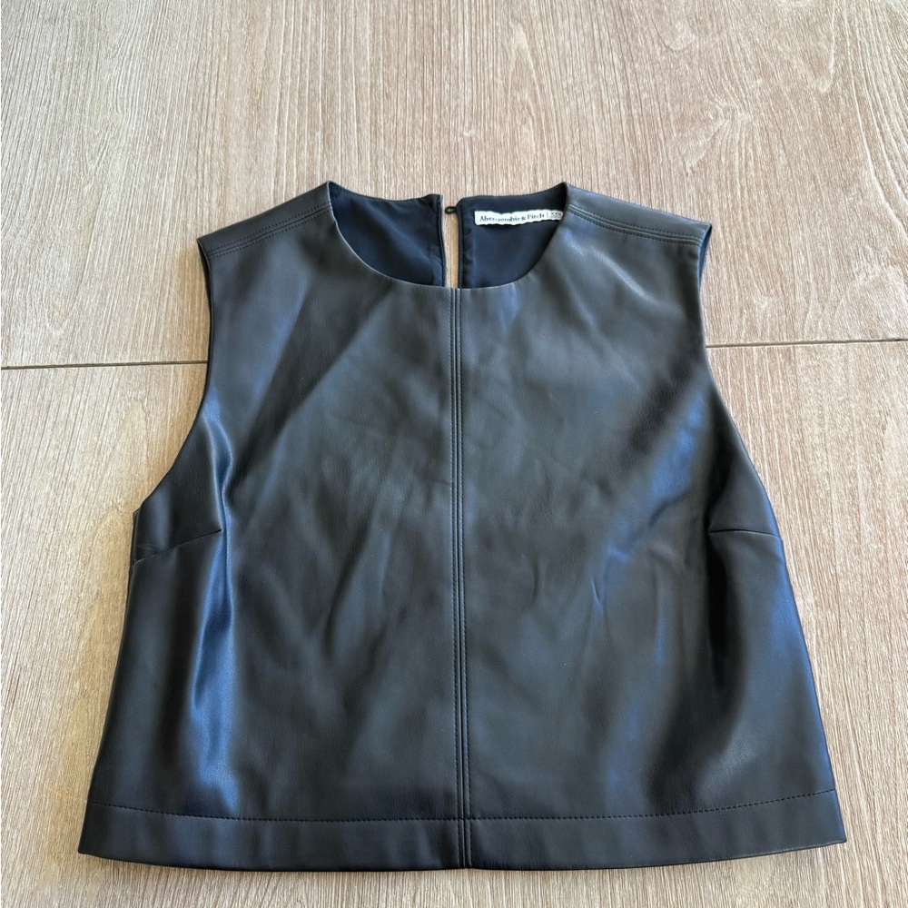 Abercrombie & Fitch Black Leather Crop Top